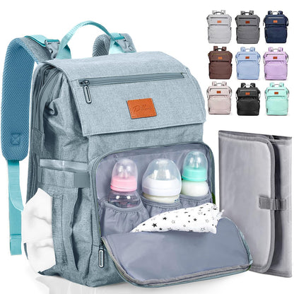 PILLANI Baby Diaper Bag Backpack - Large Waterproof Travel Diaper Bag for Boys & Girls, 16 Organizer Pockets with Changing Pad, Insulated Bottle Pockets & Stroller Straps, Baby Shower Gifts, Dinosaur