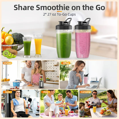 Blenders for Smoothie, 900W Personal Blender for Shakes and Smoothies with 2 * 22oz BPA Free Portable Cups, Small Juicer for Protein Shake, Baby Food, Frozen Drink