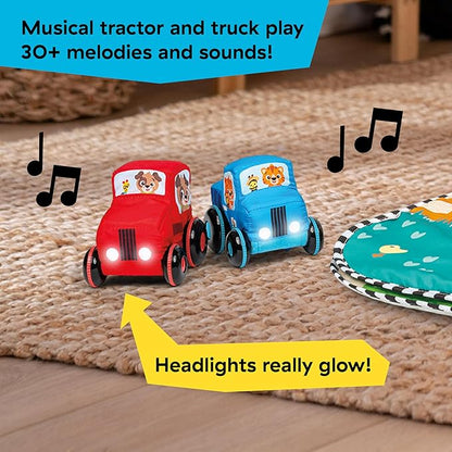 Baby Einstein Busy Barnyard Grow with Me Baby Play Gym - Extra Large Soft Play Mat with 8 Removable Toys Including 30+ Songs & Sounds to Support Motor Skills, Ages 0+ Months