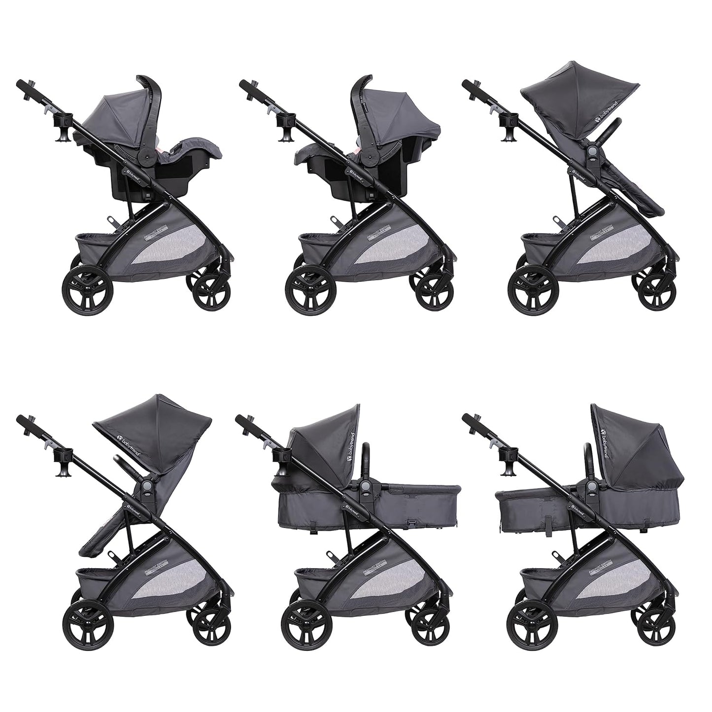 Baby Trend Passport® Switch 6-in-1 Modular Stroller Travel System with EZ-Lift™ Plus Infant Car Seat, Dash Black