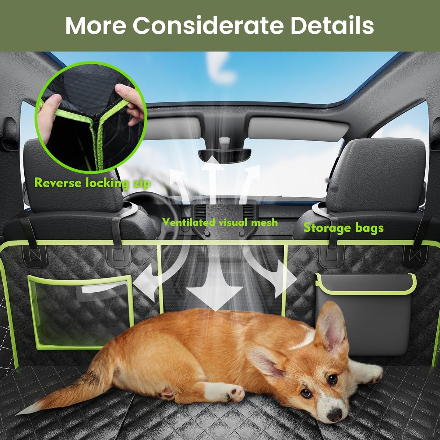 2-in-1 Dog Car Seat Cover for Back Seat, Transform to Passenger Mode - Dog Car Seat, Waterproof, Scratch-resistant, Support to 330lbs, for Outdoor Activities, Travel, to the Vet, for Cars/SUV/Truck