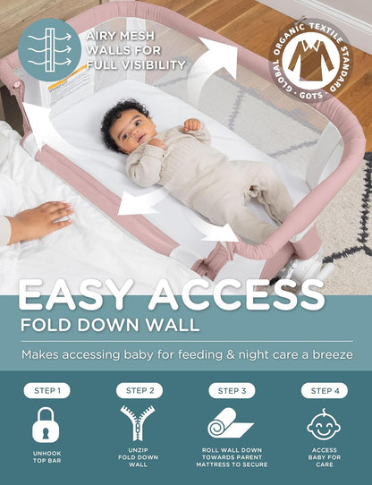Baby Delight Beside Me Dreamer Bassinet | Bedside Sleeper | 6-Position Height Adjustment | Charcoal Tweed