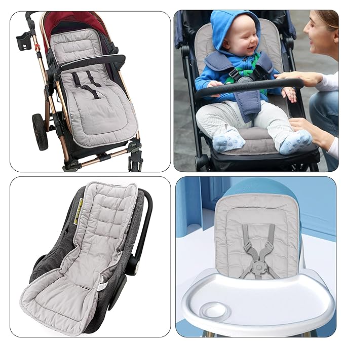 Baby Stroller Cushion,Infant Car Seat Insert-Reversible Universal Breathable and Soft Newborn seat Liner for Stroller,100% Cotton Seat Pad Liner for Newborns-34x78cm,1 Pack（Grey）