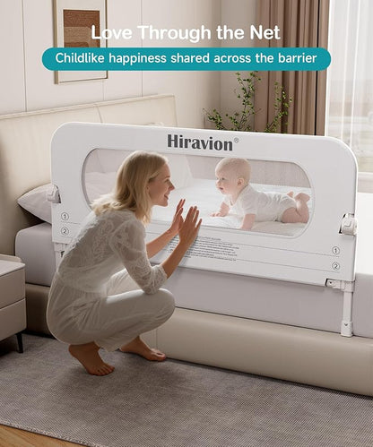 Bed Rail for Toddlers, Baby Bed Rail Guard with U-Shape Base, Height Adjustable & Foldable Toddler Bed Rails for Full Size, Queen, King, Twin (White, 47in)