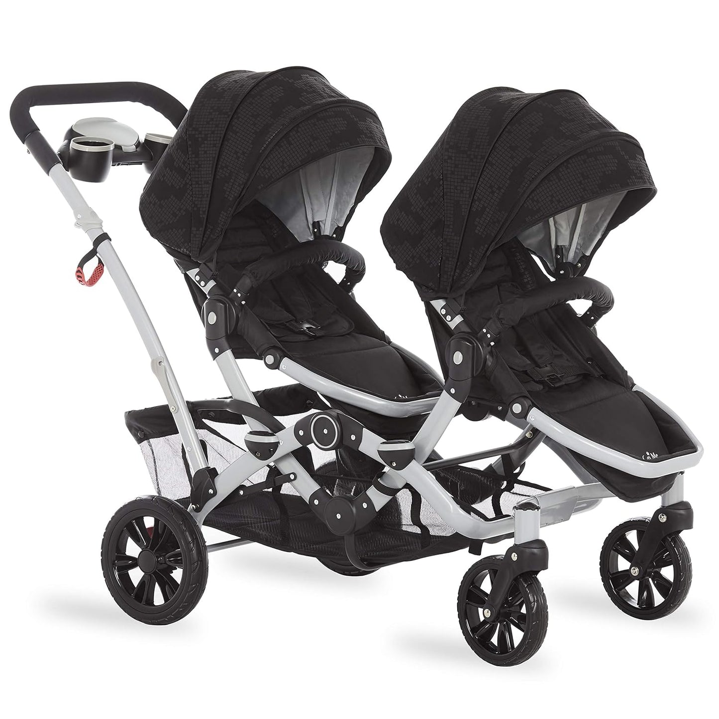 Dream On Me Track Tandem Double Umbrella Stroller in Slate, Lightweight Double Stroller for Infant and Toddler, Multi-Position Reversible & Reclining Seats, Large Storage Basket and Canopy