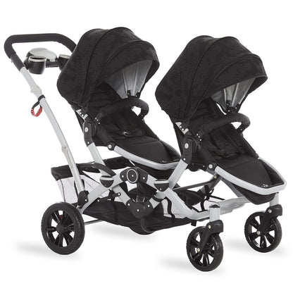 Dream On Me Track Tandem Double Umbrella Stroller in Slate, Lightweight Double Stroller for Infant and Toddler, Multi-Position Reversible & Reclining Seats, Large Storage Basket and Canopy