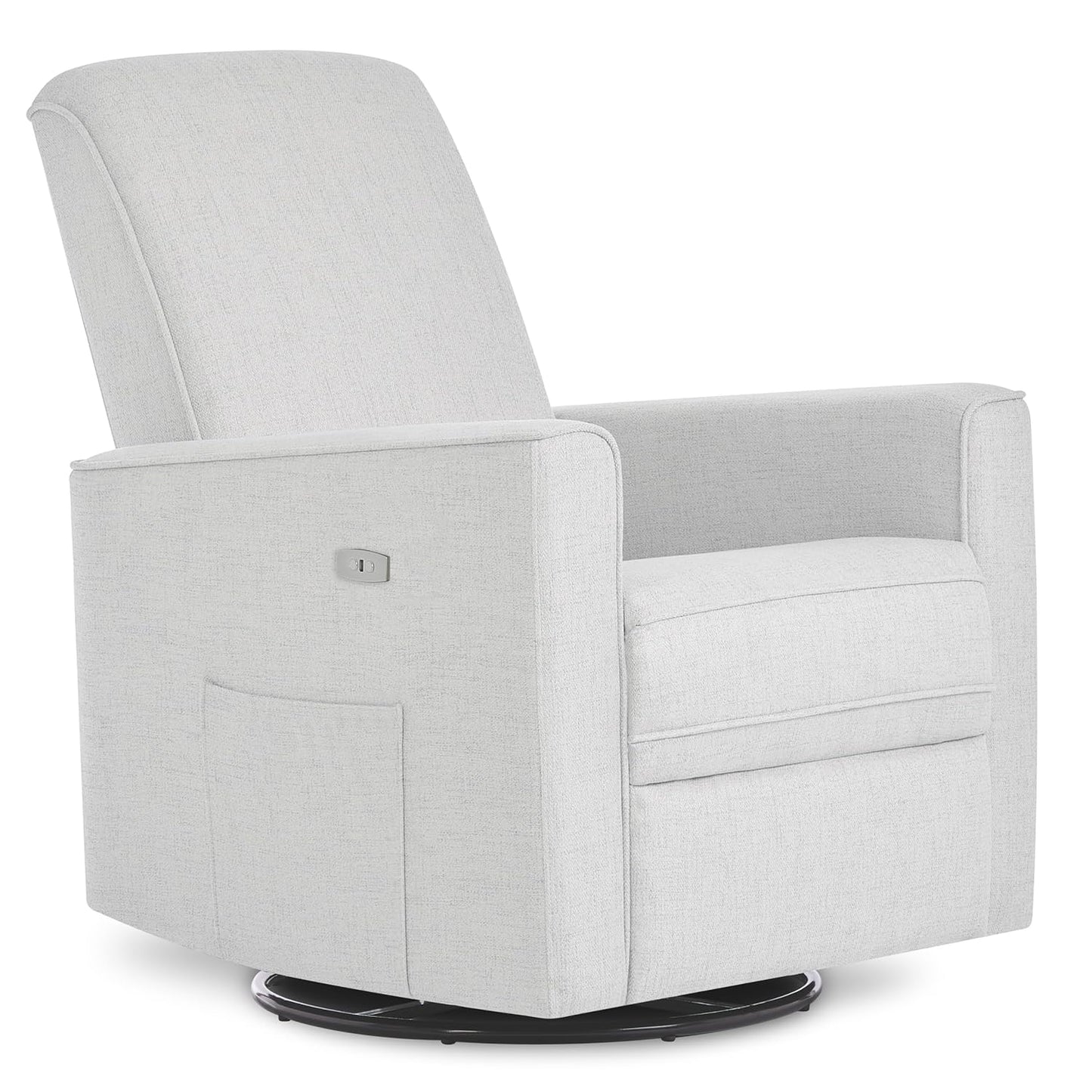 Evolur Harlow Upholstered Power Glider Recliner with USB Charging – Rocking & 275° Swivel with Smooth Glide – Greenguard Gold & FSC Certified – Modern Nursery and Living Room Chair in Light Sand
