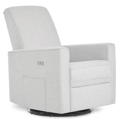 Evolur Harlow Upholstered Power Glider Recliner with USB Charging – Rocking & 275° Swivel with Smooth Glide – Greenguard Gold & FSC Certified – Modern Nursery and Living Room Chair in Light Sand