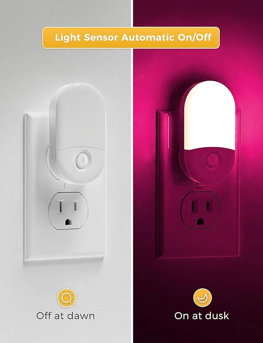 L LOHAS LED Night Light for Kids [2 Pack], 8-Color Changing Night Lights Plug into Wall, RGB LED Nightlights, Nightlight with Light Sensor, Cute Night Light for Bathroom Decor, Children Room,Gift