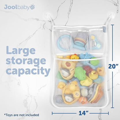 Jool Baby Bath Toy Storage Bag – Mesh Holder for Kids Bathtub Toys – Suctions to Wall, Machine Washable