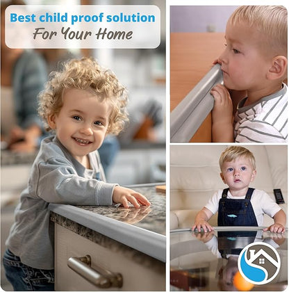 Premium 12ft Edge Protector for Baby, Odorless & Waterproof Foam Cushion with 3M Adhesive Tape, Non-Toxic to Baby Proof Corners and Edges, Wall Corner Protector & Desk Edge Cushion Gray