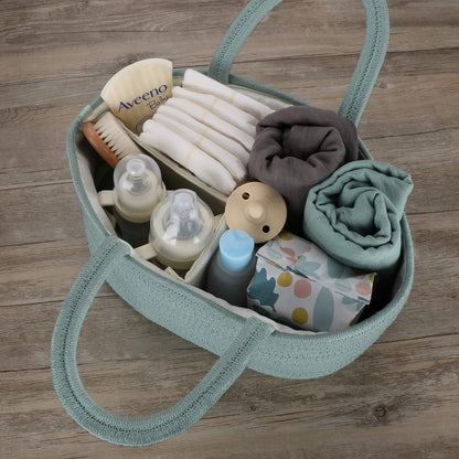 Baby Diaper Caddy Organizer for Girl Boy Rope Nursery Storage Bin Basket Portable Holder Tote Bag for Changing Table Car Travel Baby Shower Gifts Newborn Essentials Registry Must Have Items Pink