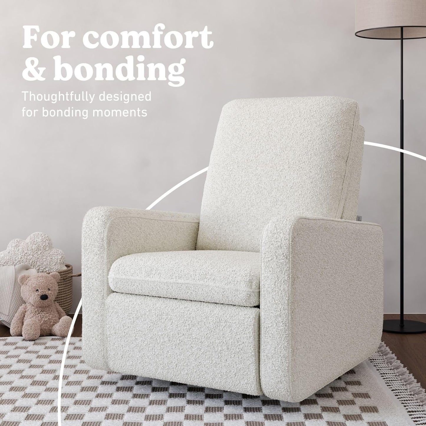 Graco Teddi Power Recliner Swivel Glider, Electronic Power Recline, Oeko-TEX 100 Certified, USB-A & USB-C Charger, Premium Cushioning & Comfort – (Ivory Basketweave)