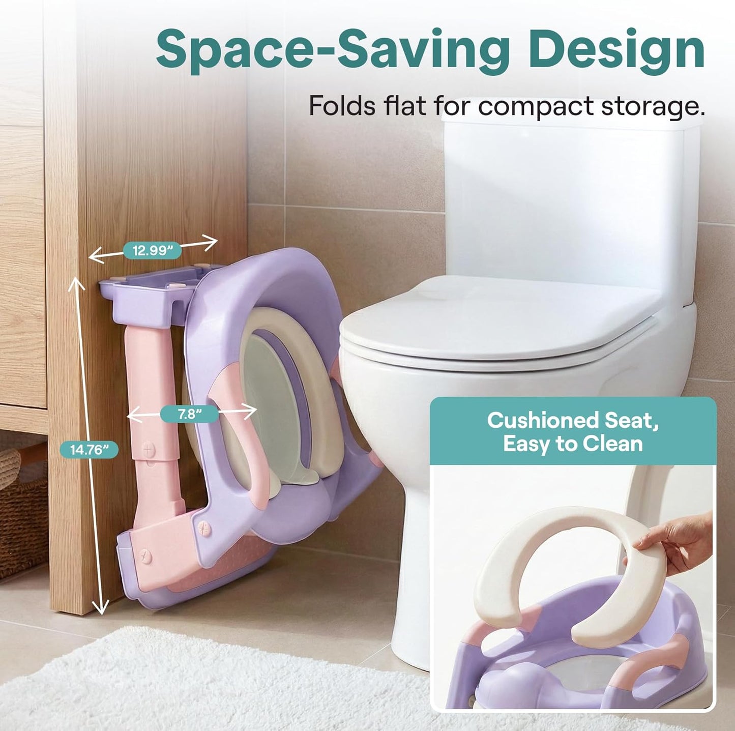 SereneLife 2-in-1 Potty Chair & Potty Training Seat with Step Stool Ladder - Height Adjustable Kids/Toddler Toilet Seat with Stable Anti-Slip Design, Cushioned Seat & Splash Guard For Boys Girls