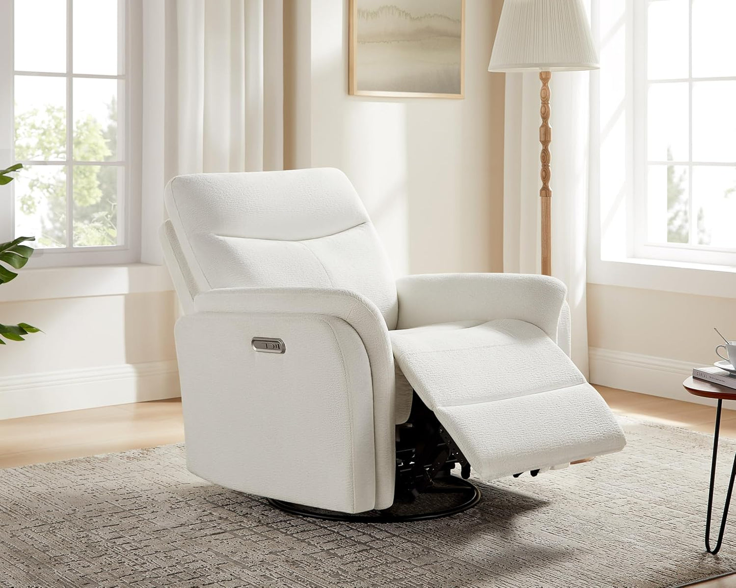 VANOMi Power Recliner Chair Swivel Glider, Electric Rocking Recliner Chairs with USB and Type-C Ports, Nursery Chair Recliner for Living Room, Bedroom, Apartment（Camel）