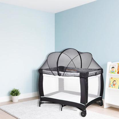 Akiky Portable Bassinet Bedside Sleeper Cover Semi-Sunshade Mosquito Net for Baby Infant Bed Sleeper Cover Mesh Net with Zip-up Window(Gray)