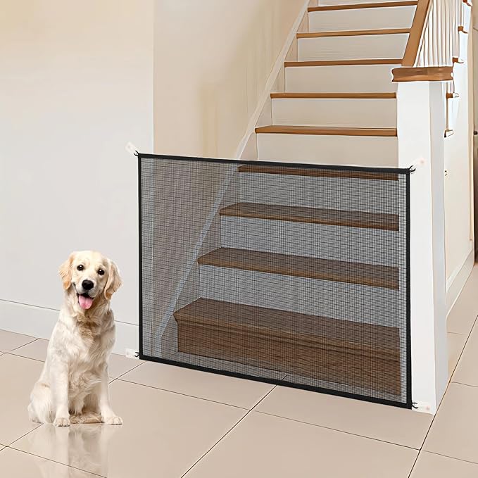 Cupount Baby Gate for Stairs - Dog Gate Indoor Mesh Pet Gates for Doorways (Black, 30" H x 41" W)