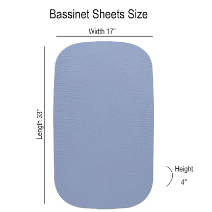 Onacosht Muslin Bassinet Sheets 3 Pack, 100% Cotton Baby Fitted Sheet 33" x 19" Compatible with Mika Micky, KoolaBaby (3 in 1), BabyBond, HARPPA and RICUTON Bedside Bassinet, Green, Floral and Cactus