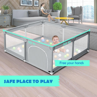 besuhot Large Baby Playpen 79x79 Inch, Playpens for Babies and Toddlers, Indoor & Outdoor Extra Large Kids Activity Center, Baby Play Yard with Zipper Gates.