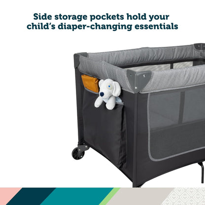 Safety 1st Basic 2-in-1 Play Yard with Bassinet, Gray