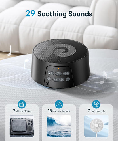 Dreamegg White Noise Machine, Sound Machine for Sleeping Baby, Kids, Adult (D3Pro-Black)