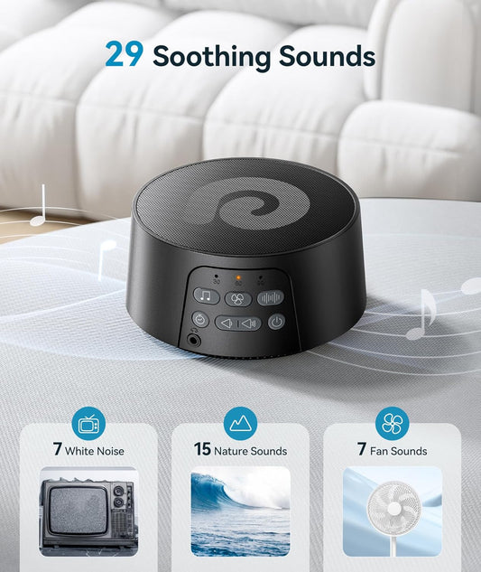 Dreamegg White Noise Machine, Sound Machine for Sleeping Baby, Kids, Adult (D3Pro-Black)