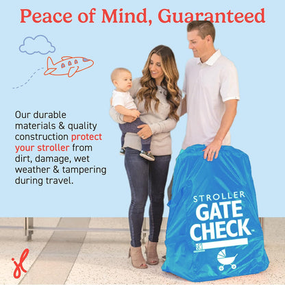 J.L. Childress Gate Check Bag for Single & Some Double Strollers - Travel Bag for Airplane, Fits Most Standard Baby Strollers, Airport Accessories for Gate Check, Flying Essentials - Red