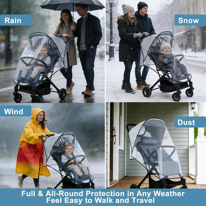 Universal Stroller Rain Cover, Clear Breathable Weather Shield, 4 Seasons (Stander Rain Cover)