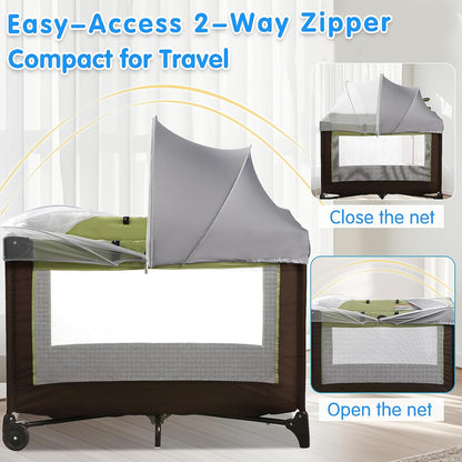 Bassinet Mosquito Net Cover - Half-Blackout Mosquito Net for Baby Crib & Bedside Sleeper, Breathable Crib net with 2-Way Zipper, Sun-Blocking Baby Mosquito Net Cover (Gray-Small)