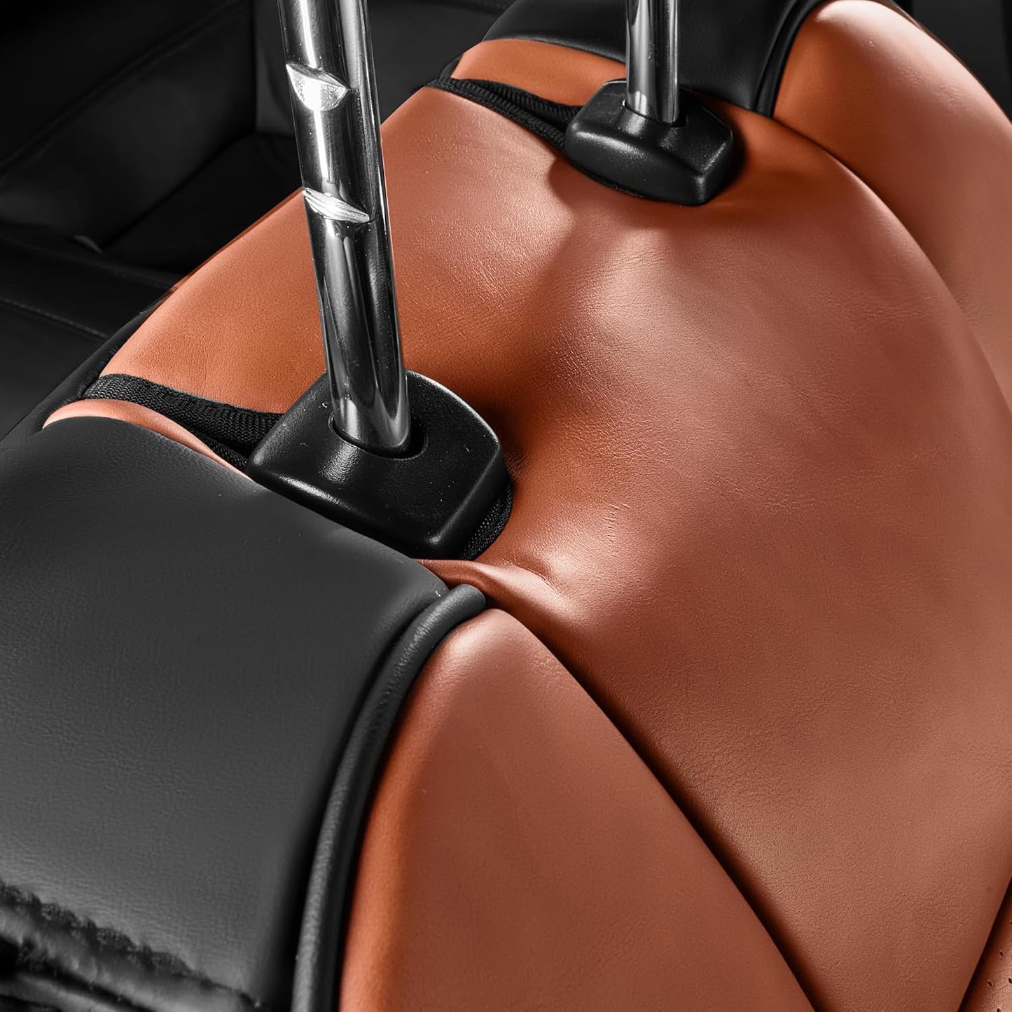 Custom Fit Ford Mustang Convertible Seat Cover 2015 2016 2017 2018 2019 2020 2021 2022 2023 2024 2025 2026, Faux Leather Car Seat Cover Full Set (Convertible-Red+Balck)
