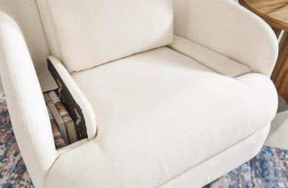 Signature Design by Ashley Modmax Coastal Press-Back Swivel Glider Rocker Recliner with Machine Washable Cover, Hidden Storage Compartments and 2 Bolster Pillows, Beige - Colors B