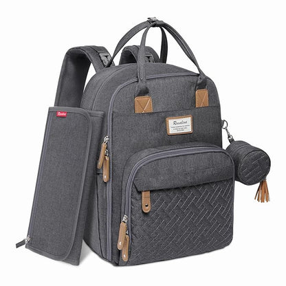 RUVALINO Diaper Bag Backpack, Multifunction Travel Pack Maternity Baby Changing Bags, Large Capacity, Waterproof, Dark Gray | Multifunction, Travel Pack, Maternity, Baby Changing Bags, Waterproof