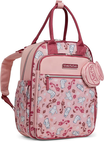 Disney Diaper Bag Backpack with Changing Pad Winnie the Pooh – 16” Nylon Baby Bag for Parents, Insulated Bottle Holders, Multiple Storage Pockets