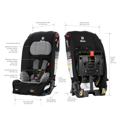Diono Radian 3R, 3-in-1 Convertible Car Seat, Rear Facing & Forward Facing, 10 Years 1 Car Seat, Slim Fit 3 Across, Jet Black