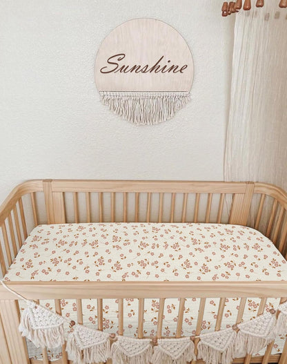 Muslin Bedside Bassinet Sheets 2 Pack, 33x20 Fitted Ultra Soft & Breathable Bedside Sleeper Sheets, Ideal for Baby Girl and Boy, Perfect for Newborns (Hopping Bunnies & Beige)