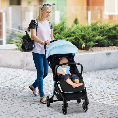 BABY JOY Lightweight Baby Stroller, Compact Travel Stroller for Airplane, Infant Toddler Stroller w/Adjustable Backrest & Canopy, Storage Basket, Self Standing Gravity Fold, Aluminium Frame (Pink)