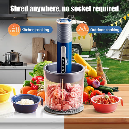 Kawu Electric Food Processor, Cordless Small Meat Grinder for Kitchen, Portable Vegetable Chopper with Glass Bowl, USB Rechargeable Meat Shredder, Mini Onion Chopper & Food Chopper Vegetable Cutter