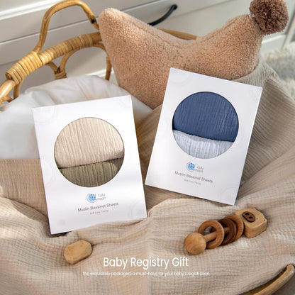 lulumoon Muslin Bassinet Sheets for Baby: Soft Bedside Sleeper Bassinet Fitted Sheets for Boys and Girls