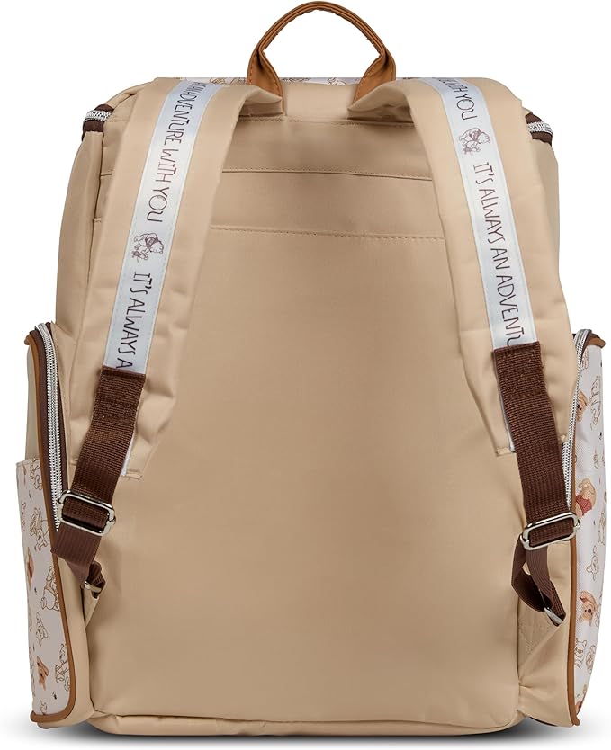 Disney Diaper Bag Backpack with Changing Pad Winnie the Pooh – 16” Nylon Baby Bag for Parents, Insulated Bottle Holders, Multiple Storage Pockets