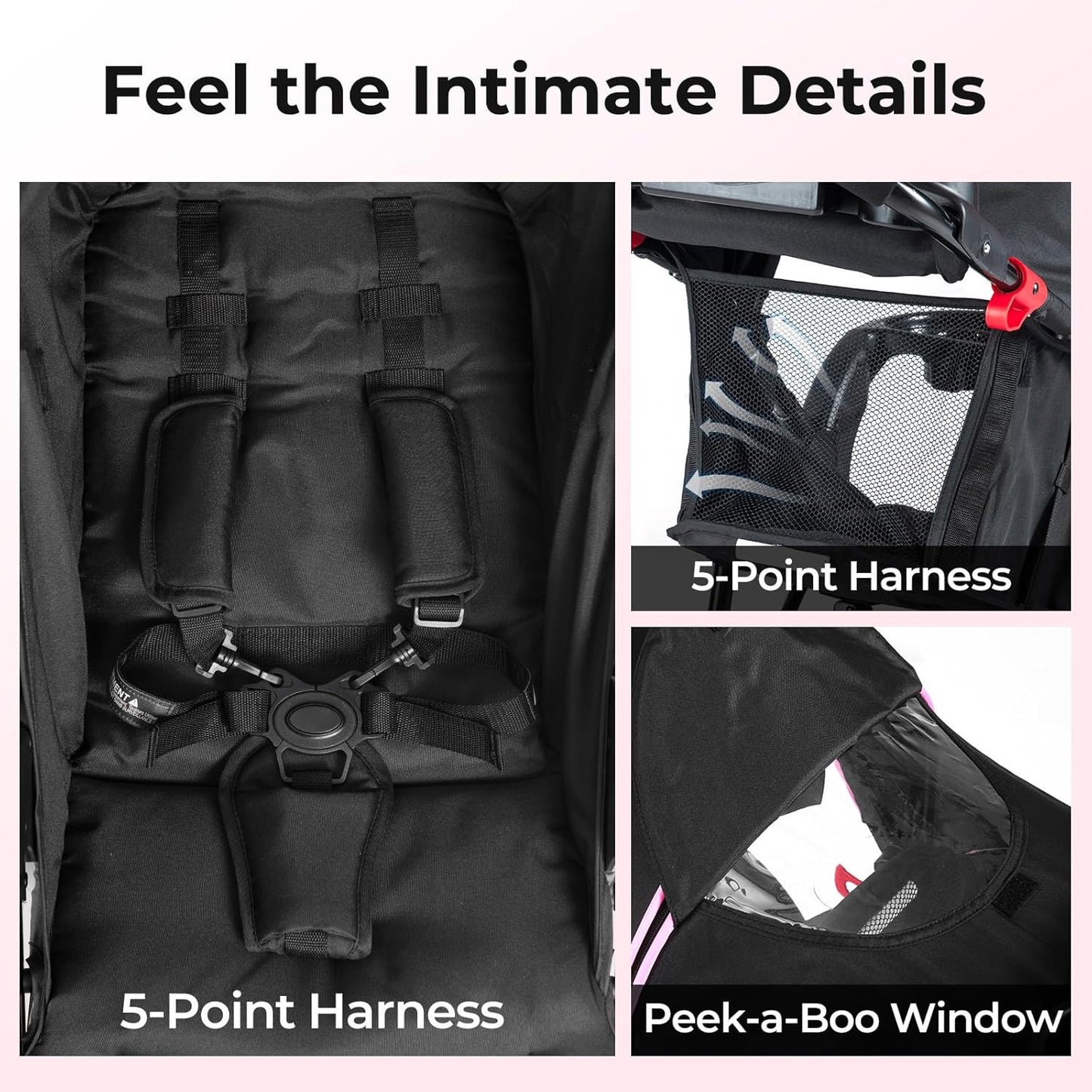 INFANS Jogging Stroller, Foldable Jogger with Air-Filled Tires Shock Absorbing Suspension Adjustable Backrest, Baby Running Strollers