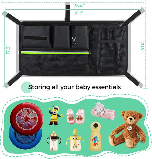 Stroller Wagon Cargo Net,Double-Layer Side Pockets Attachment for WONDERFOLD,Foldable Mesh Sorting Organizer Bag with Extra Storage Space