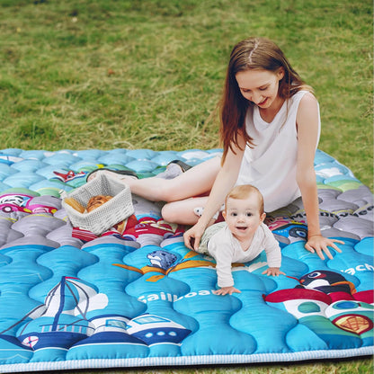 Baby Play Mat, 50x50 Playpen Mat with Super Soft Touch, Activity Mats with Upgraded Anti-Slip Bottom, Machine Washable Crawling Mats for Floor & Picnic (Animal Alphabets)