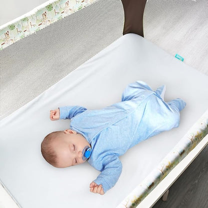Biloban Pack and Play Sheets Waterproof 2 Pack Fitted, Compatible with Baby Graco/Dream On Me/Baby Trend/Pamo Babe Pack n Play/Playard and Other 38" X 26" Playpen Mattress, Grey & White