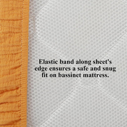 Onacosht Muslin Bassinet Sheets 33" x 19" Compatible with Mika Micky, KoolaBaby (3 in 1), BabyBond, HARPPA and RICUTON Bedside Bassinet, 2 Pack for Baby Boy and Girl, Natural and Rainbow