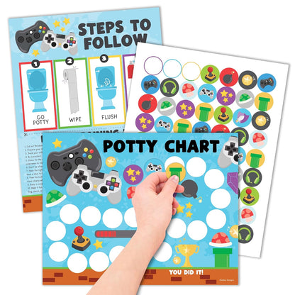 Hadley Designs Potty Training Chart for Toddlers Boys -10 Sticker Potty Chart for Toddlers Boys, 8.5x11" Potty Training Sticker Charts for Toilet Success, Monster Truck Toddler Reward Chart for Kids
