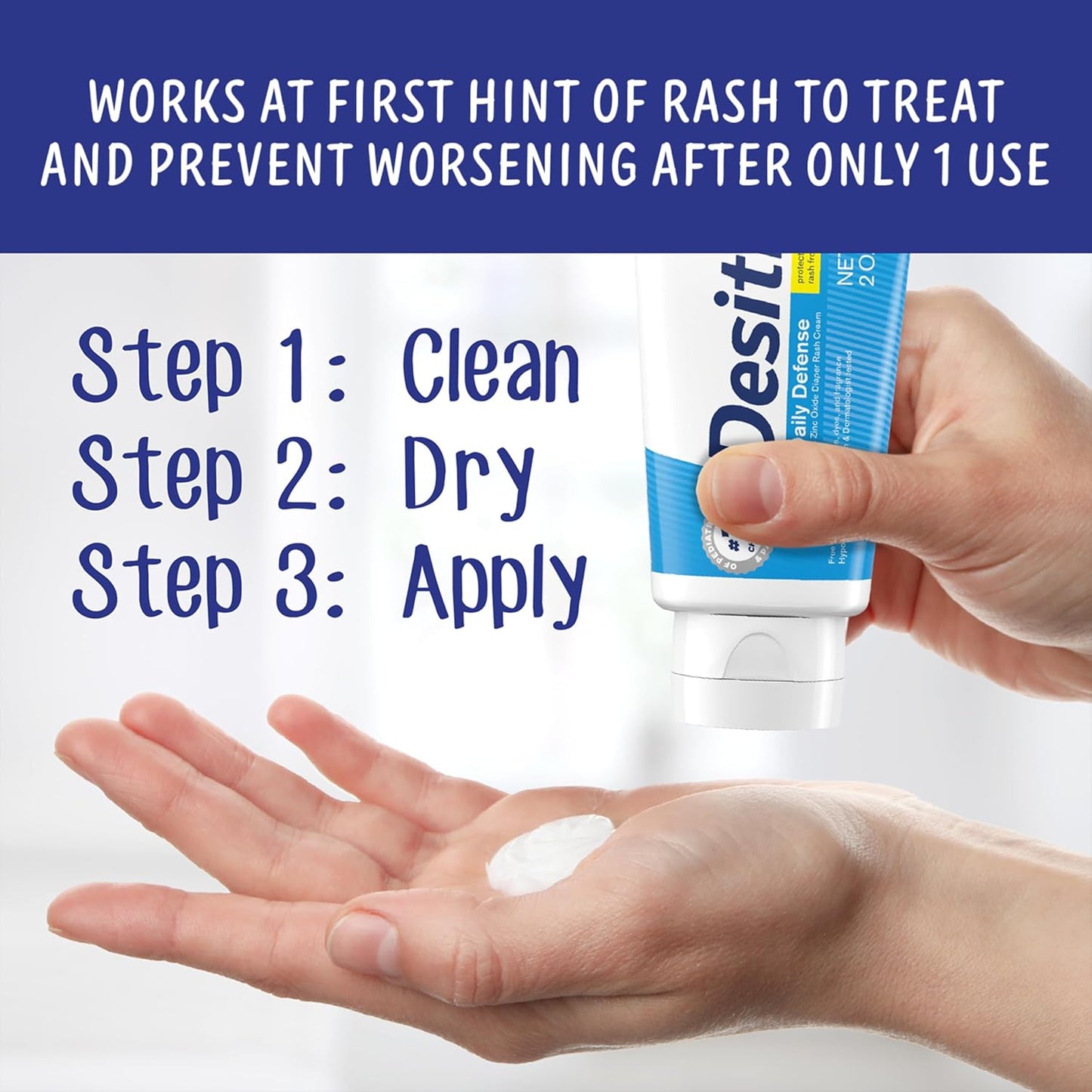 Desitin Daily Defense Baby Diaper Rash Cream with 13% Zinc Oxide Barrier Cream to Treat, Relieve & Prevent diaper rash, Hypoallergenic, Dye-, Phthalate- & Paraben-Free, Travel Size, 2 oz