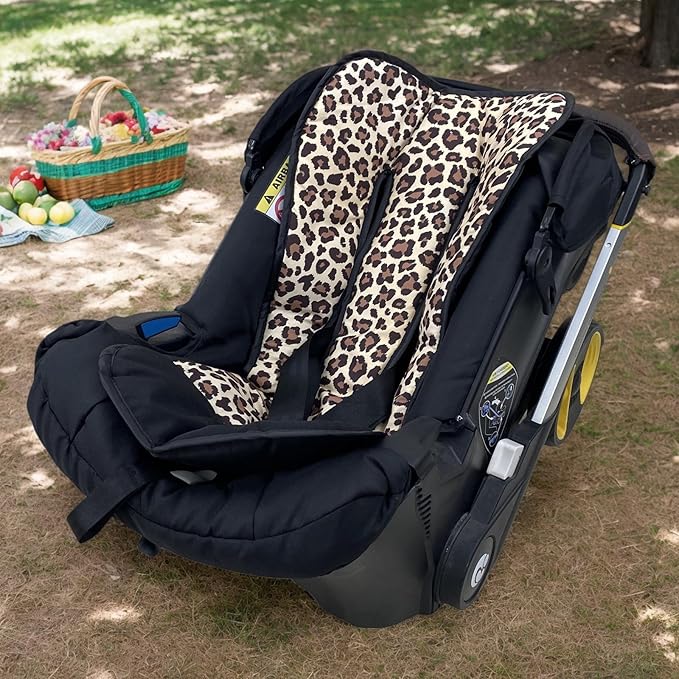 Baby Stroller Cushion Soft Printed Stroller Seat Liner-Reversible Universal Breathable for Baby Carrier Pram Infant Car Seat Insert-78x40cm,1 Pack (Leopard Print)
