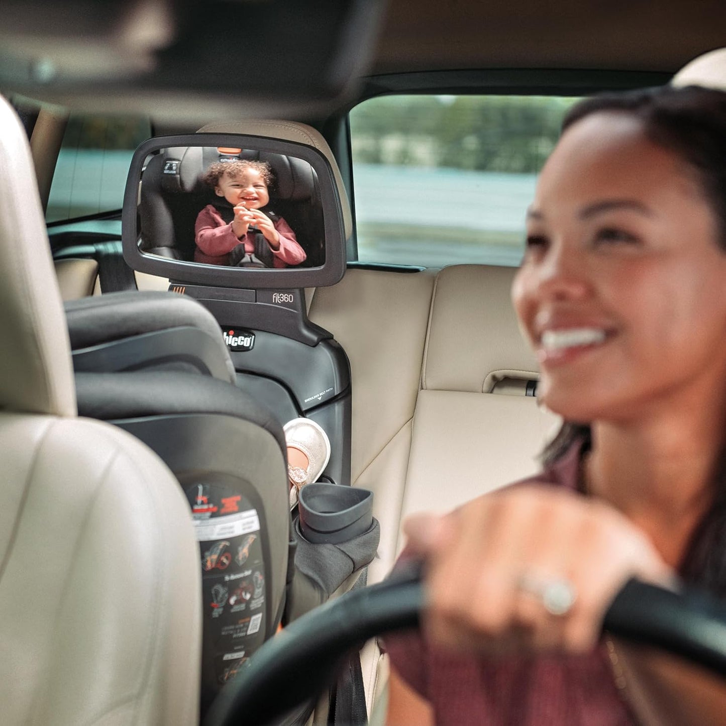 Chicco Fit360 Zip ClearTex Rotating Convertible Car Seat with Fit360 Mirror, 360 Degree Rotation for Rear-Facing and Forward-Facing Usage, Jet/Black