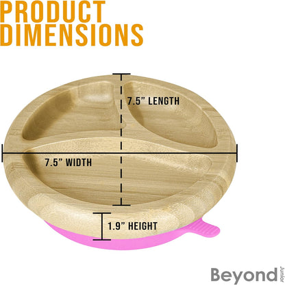 Abiie Octopod Bamboo Dish - Kids Plates for 4 months and up, 3-Compartment Baby Plates with Suction, Triangle Bamboo Baby Plate, Mess-Free Toddler Suction Plates, Baby Feeding Supplies, 8.3x1.9x7.7 in