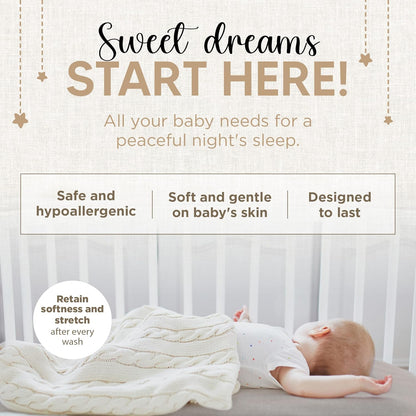 Bassinet Sheet for Bassinet Mattress - 100% Organic Jersey Knit Cotton - Snuggly Soft & Cozy Sheets Fitted for Oval Rectangle & KoolaBaby Bedside Sleeper - White & Grey 2 Pack
